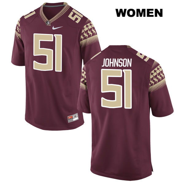 Women's NCAA Nike Florida State Seminoles #51 Baveon Johnson College Red Stitched Authentic Football Jersey OKY4069FW